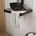 Meuble lave-mains plan fin porte-serviettes face + vasque noire + robinet