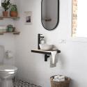 Meuble lave-mains plan fin porte-serviettes côté + vasque blanche + robinet