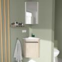 Ensemble lave-mains angle décor chêne + vasque + robinet  + miroir