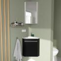 Ensemble lave-mains angle noir vasque + miroir