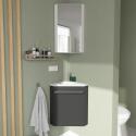 Ensemble lave-mains angle gris vasque + robinet  + miroir