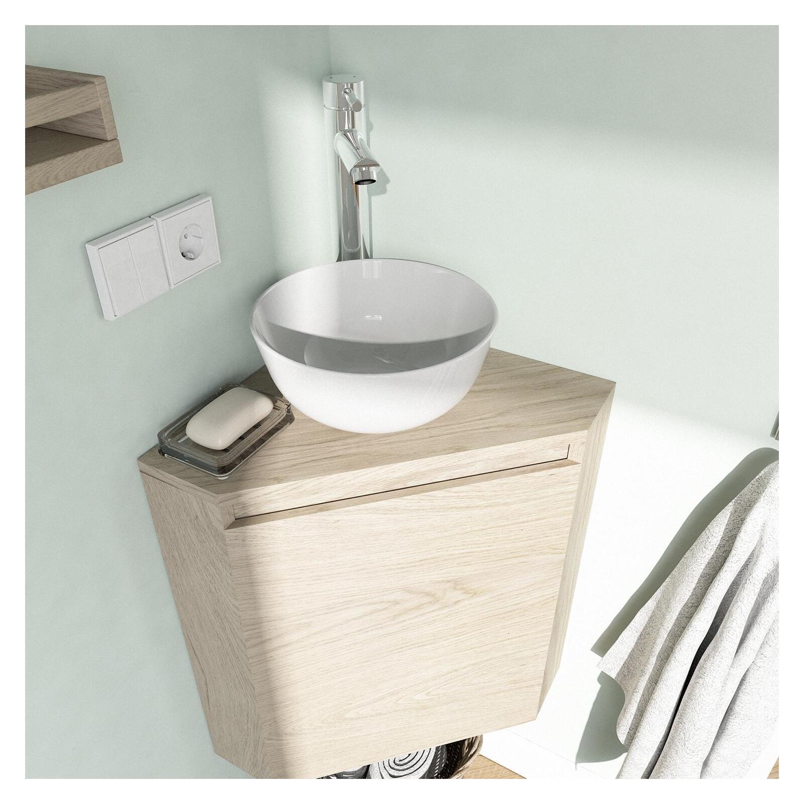 Ensemble lave-mains angle sorrento avec vasque + robinet