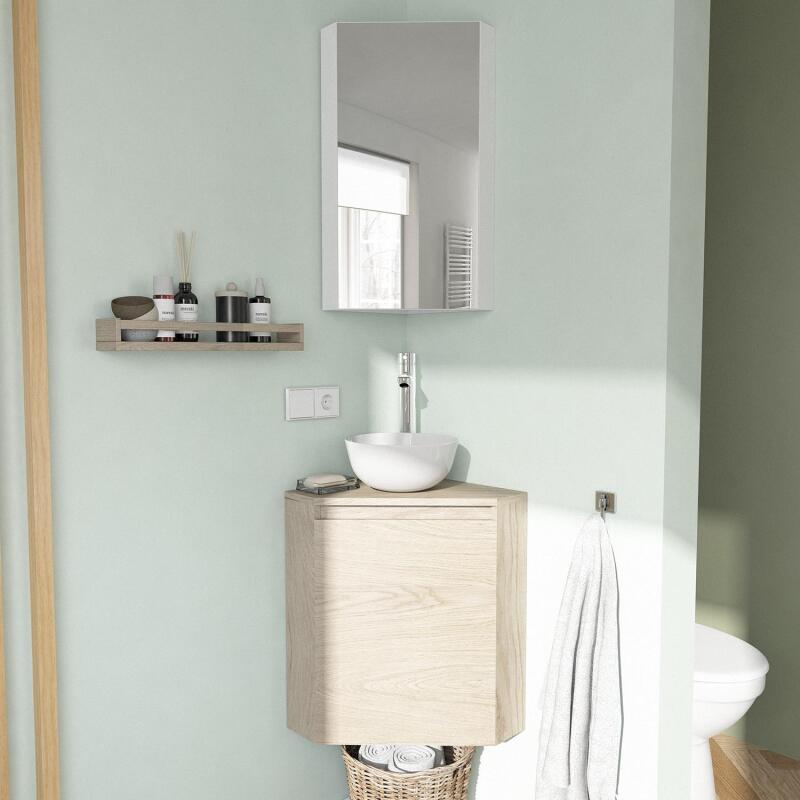 Ensemble lave-mains angle sorrento avec vasque + robinet + armoire de toilette miroir