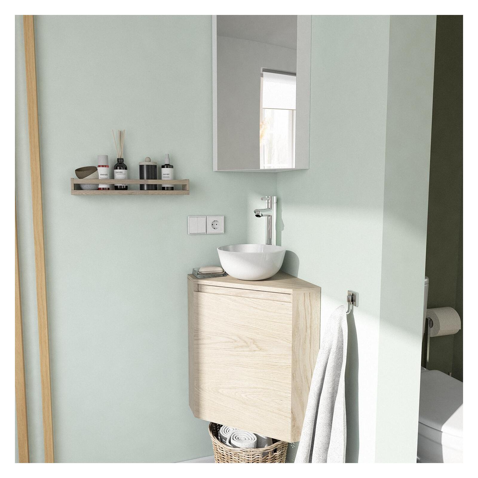 Ensemble lave-mains angle sorrento avec vasque + robinet + armoire de toilette miroir