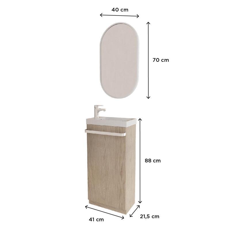 Ensemble lave-mains Joahann + robinet + miroir