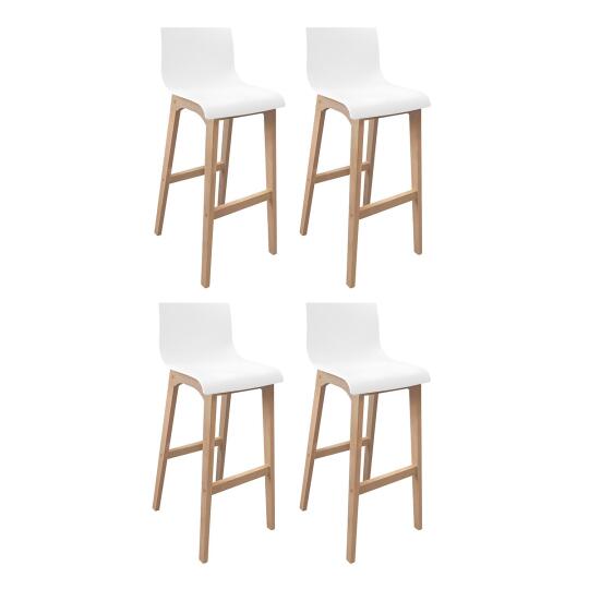 Tabourets de bar bois et blanc h75cm RIVA