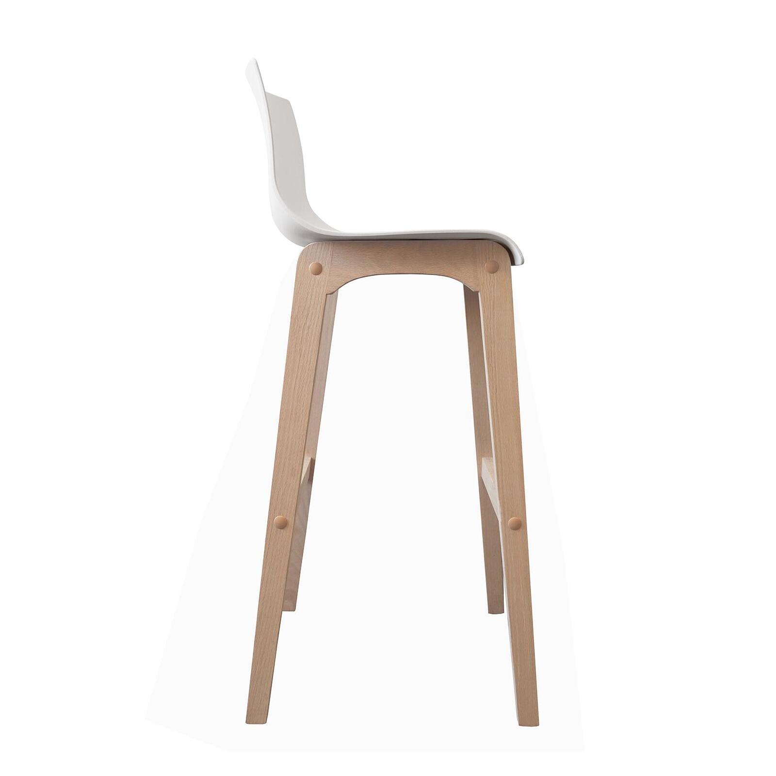 Lot de 4 tabourets de bar 75 cm en chêne et assise blanche