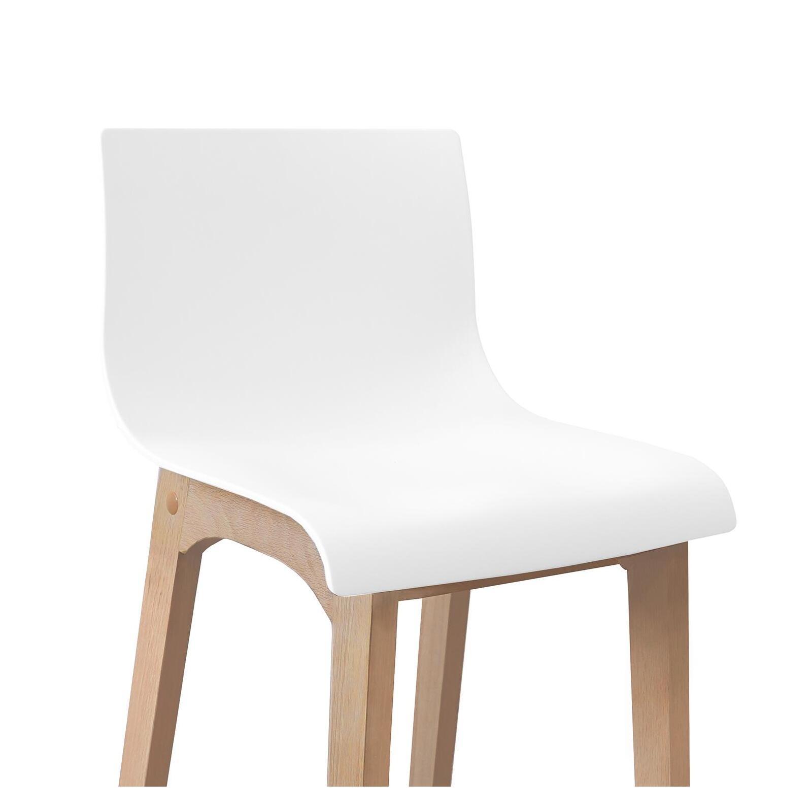 Lot de 4 tabourets de bar 75 cm en chêne et assise blanche