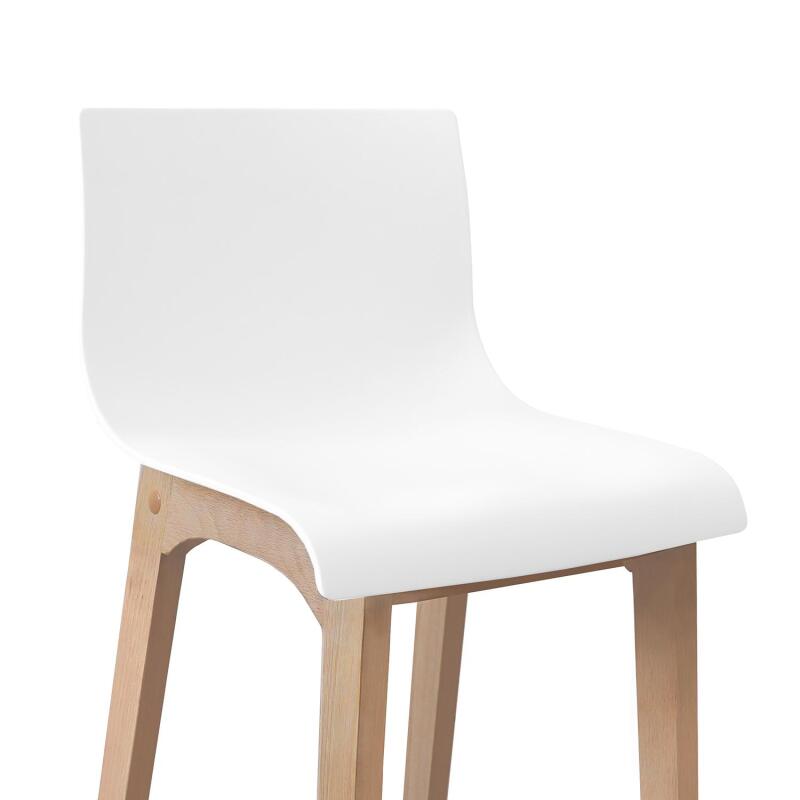 Lot de 4 tabourets de bar 75 cm en chêne et assise blanche