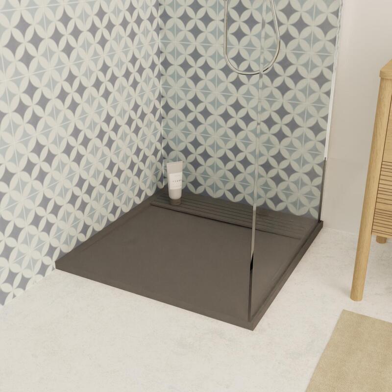 Receveur de douche 80x80 cm en béton gris