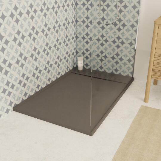 Receveur béton 80x80cm, JOSEPH, Gris foncé