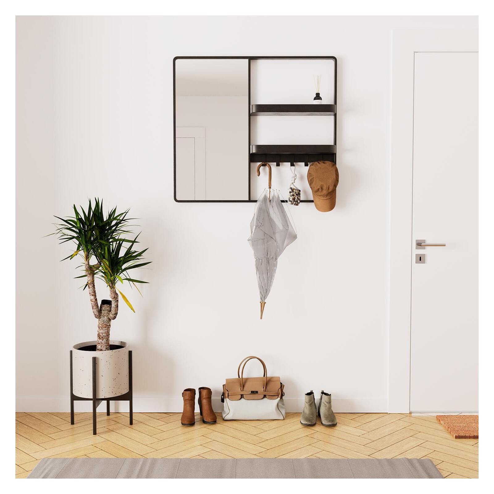 Miroir d'entrée en métal noir L90 x H80 cm WILKO