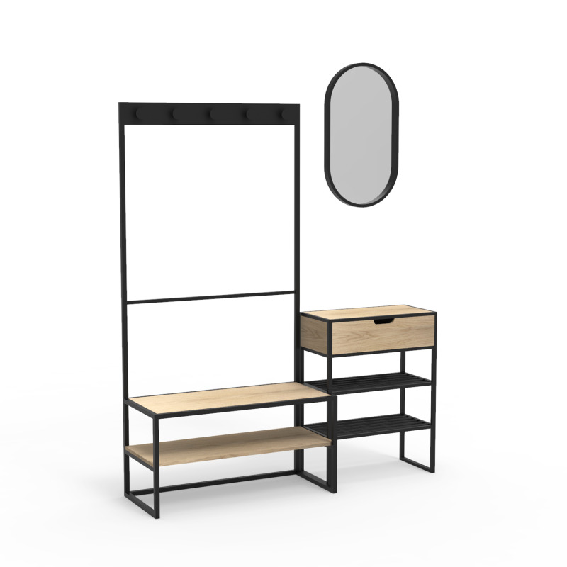 Ensemble meubles d'entrée console + portant + miroir WILKO