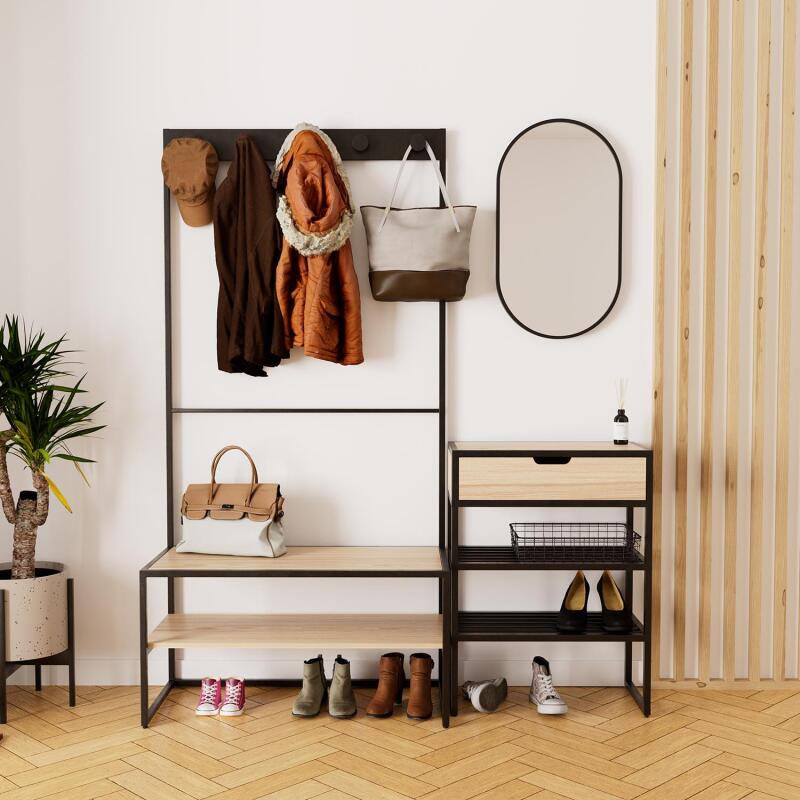 Ensemble meubles d'entrée console + portant + miroir WILKO