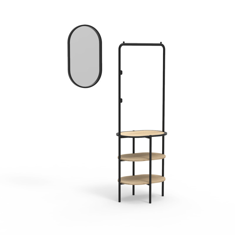 Ensemble meubles d'entrée portant rond + miroir WILKO