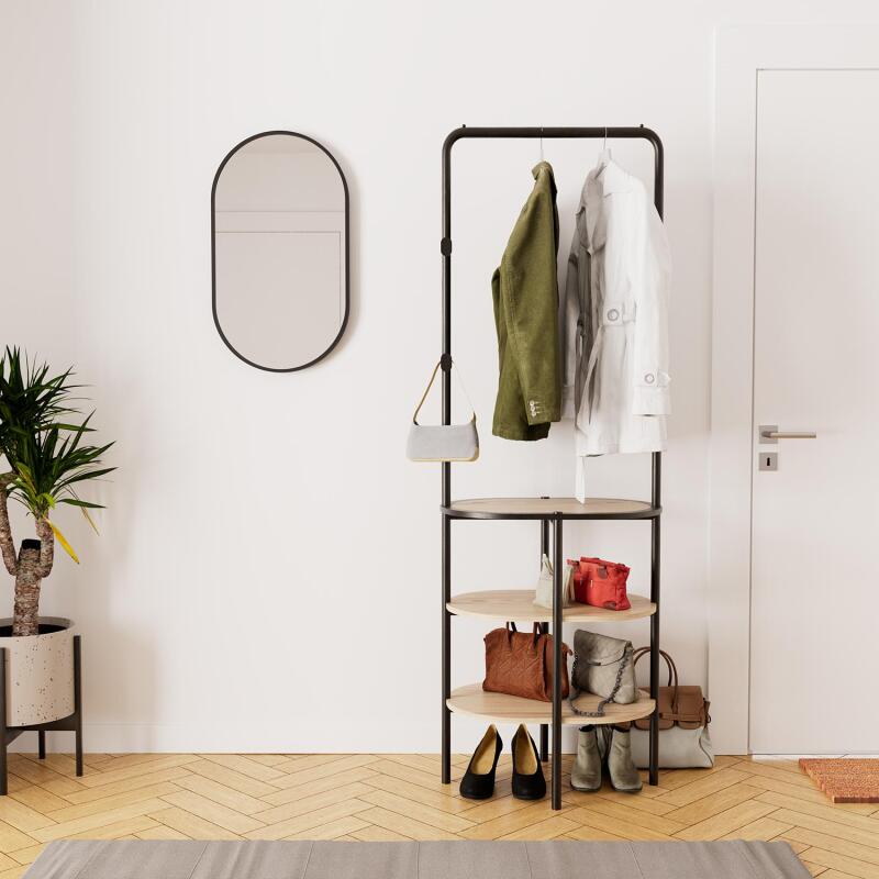 Ensemble meubles d'entrée portant rond + miroir WILKO