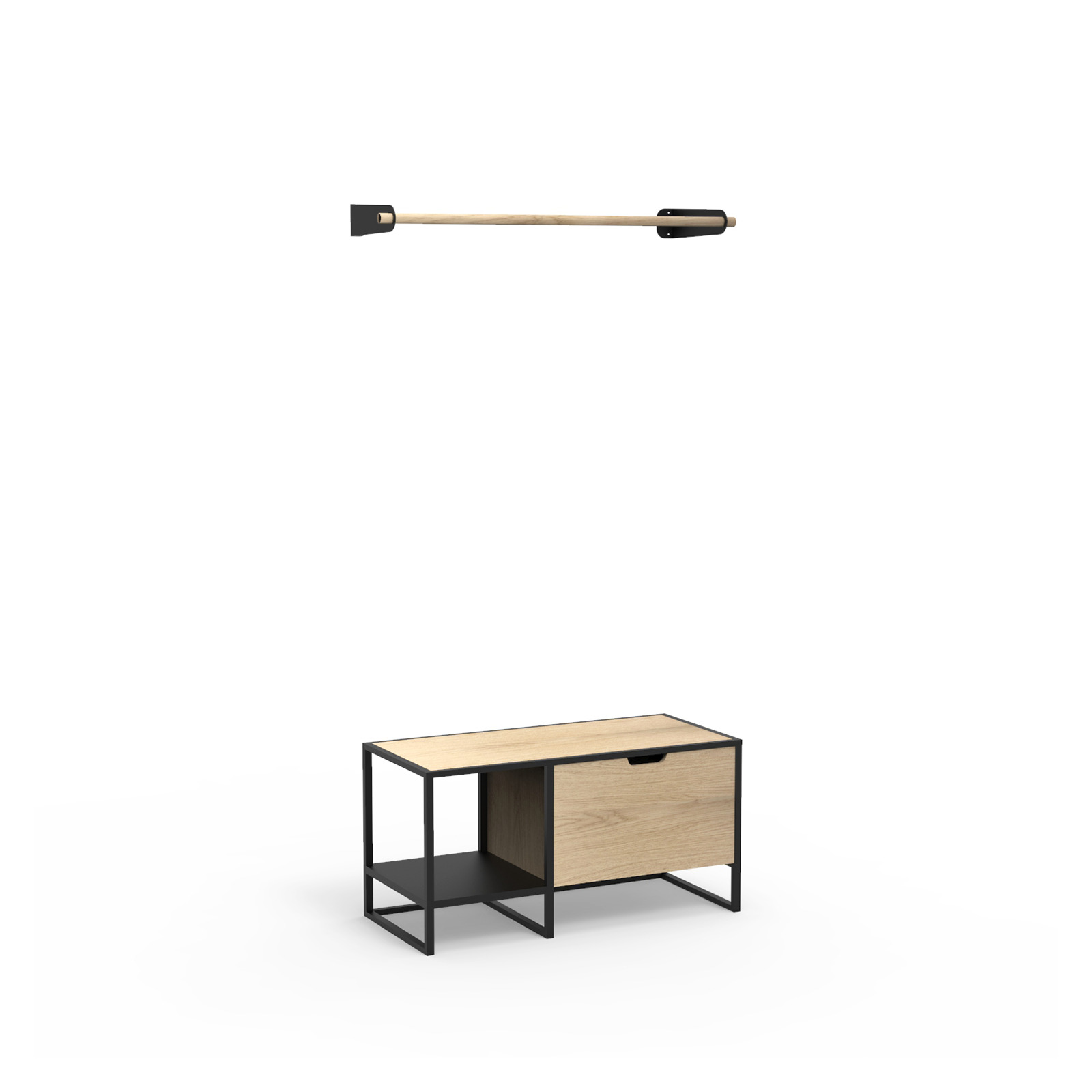 Ensemble meubles d'entrée banc + barre de penderie WILKO