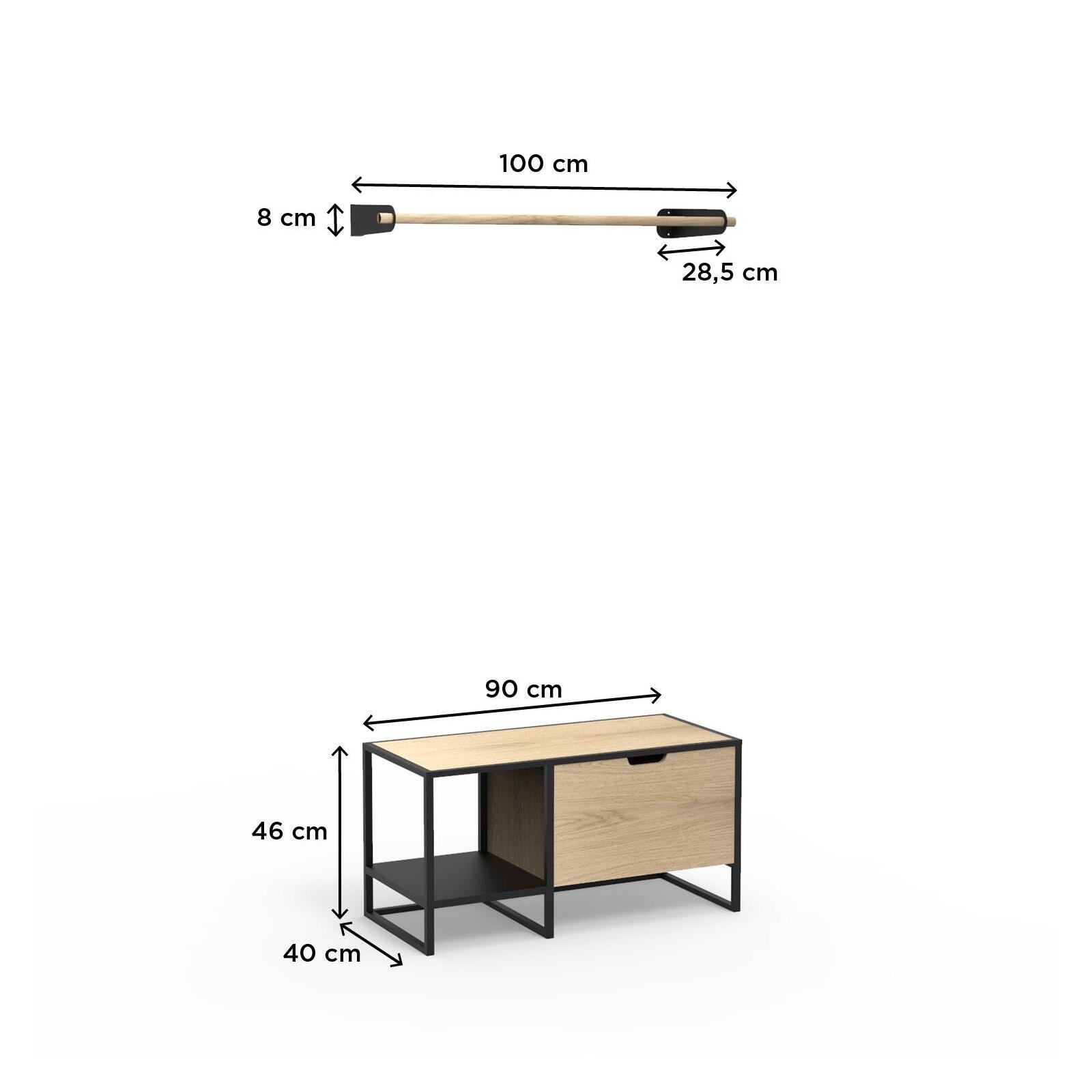 Ensemble meubles d'entrée banc + barre de penderie WILKO