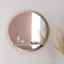Miroir rond en chêne avec étagère 60 cm OBLO