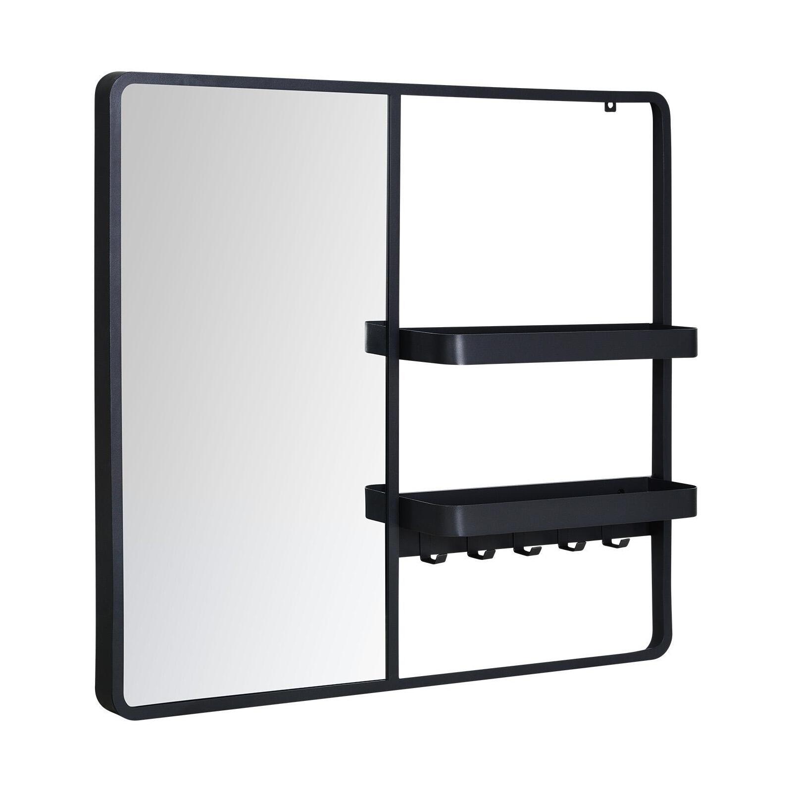 Miroir d'entrée en métal noir L90 x H80 cm WILKO