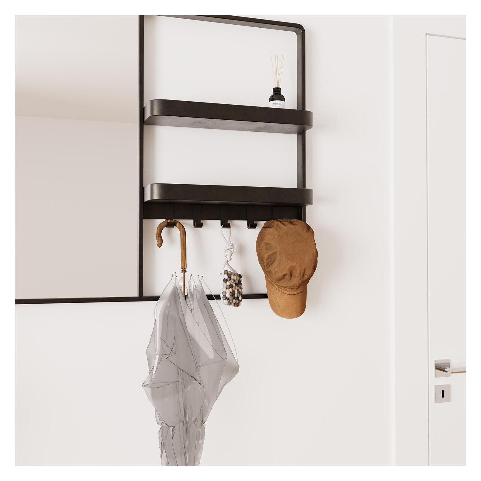 Miroir d'entrée en métal noir L90 x H80 cm WILKO