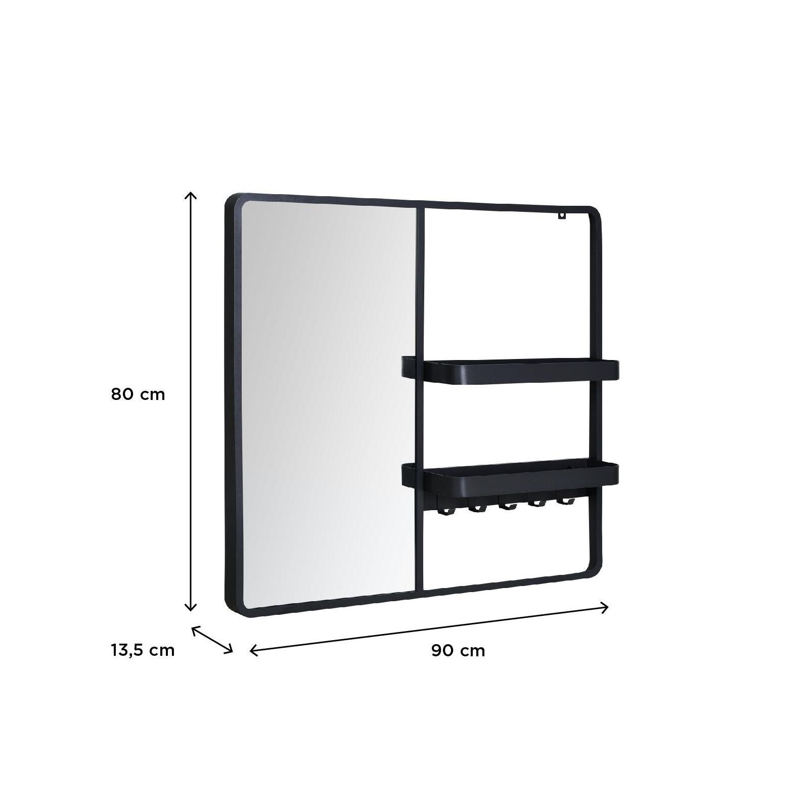 Miroir d'entrée en métal noir L90 x H80 cm WILKO