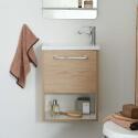 Meuble lave-mains décor chêne intérieur blanc NIKA