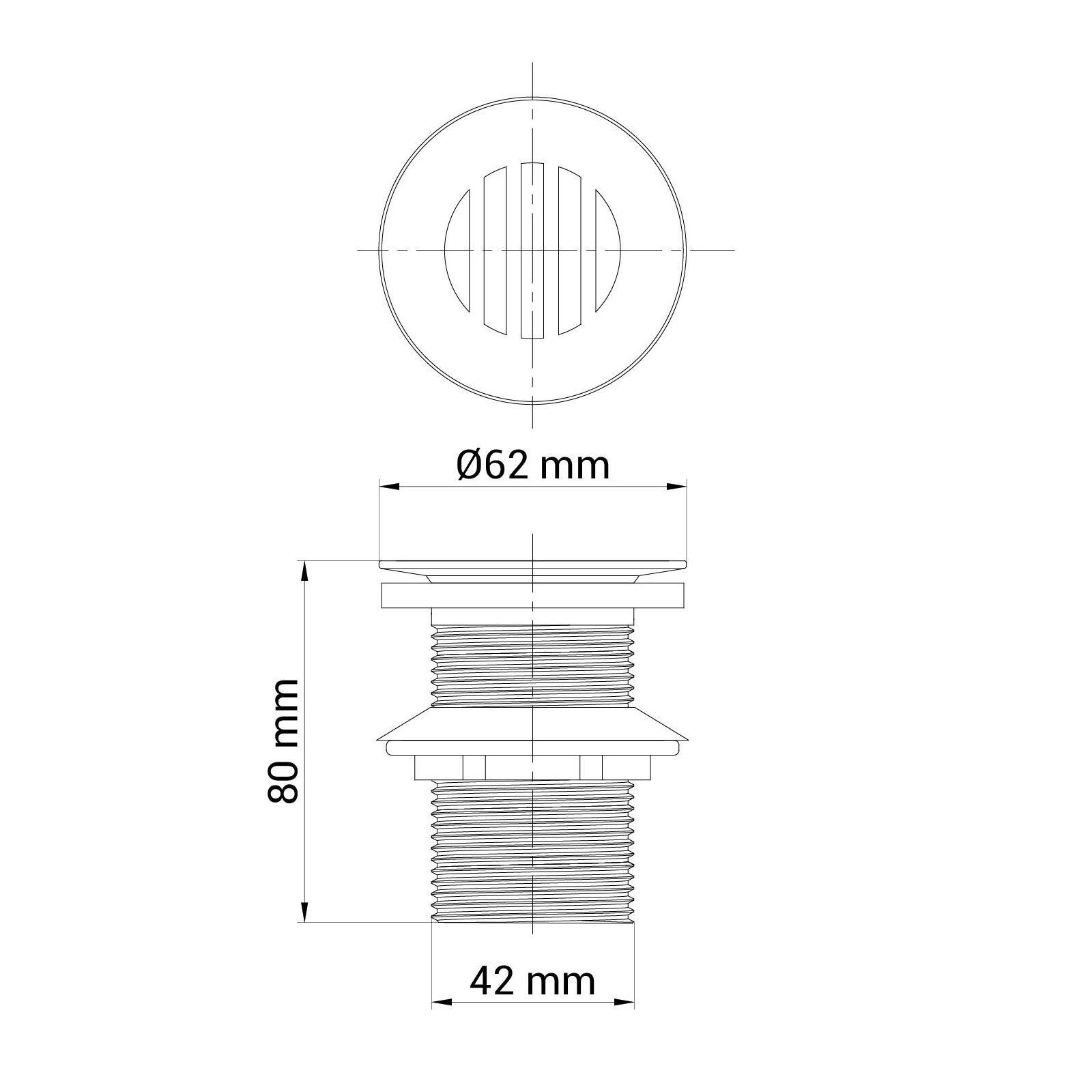 Bonde à écoulement libre à grille chromée - sans trop plein