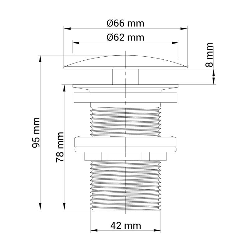 Bonde à écoulement libre noir mat - sans trop plein