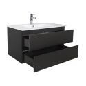 Meuble simple vasque décor chêne carbone 80cm + vasque