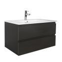 Meuble simple vasque décor chêne carbone 80cm + vasque