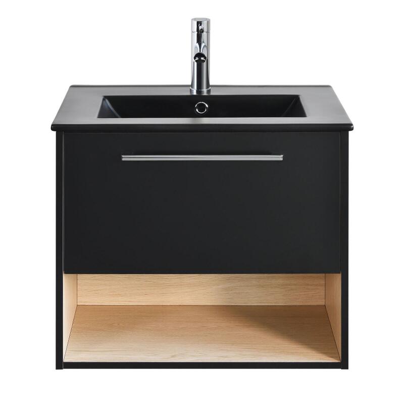 Meuble simple vasque noir 60cm + vasque
