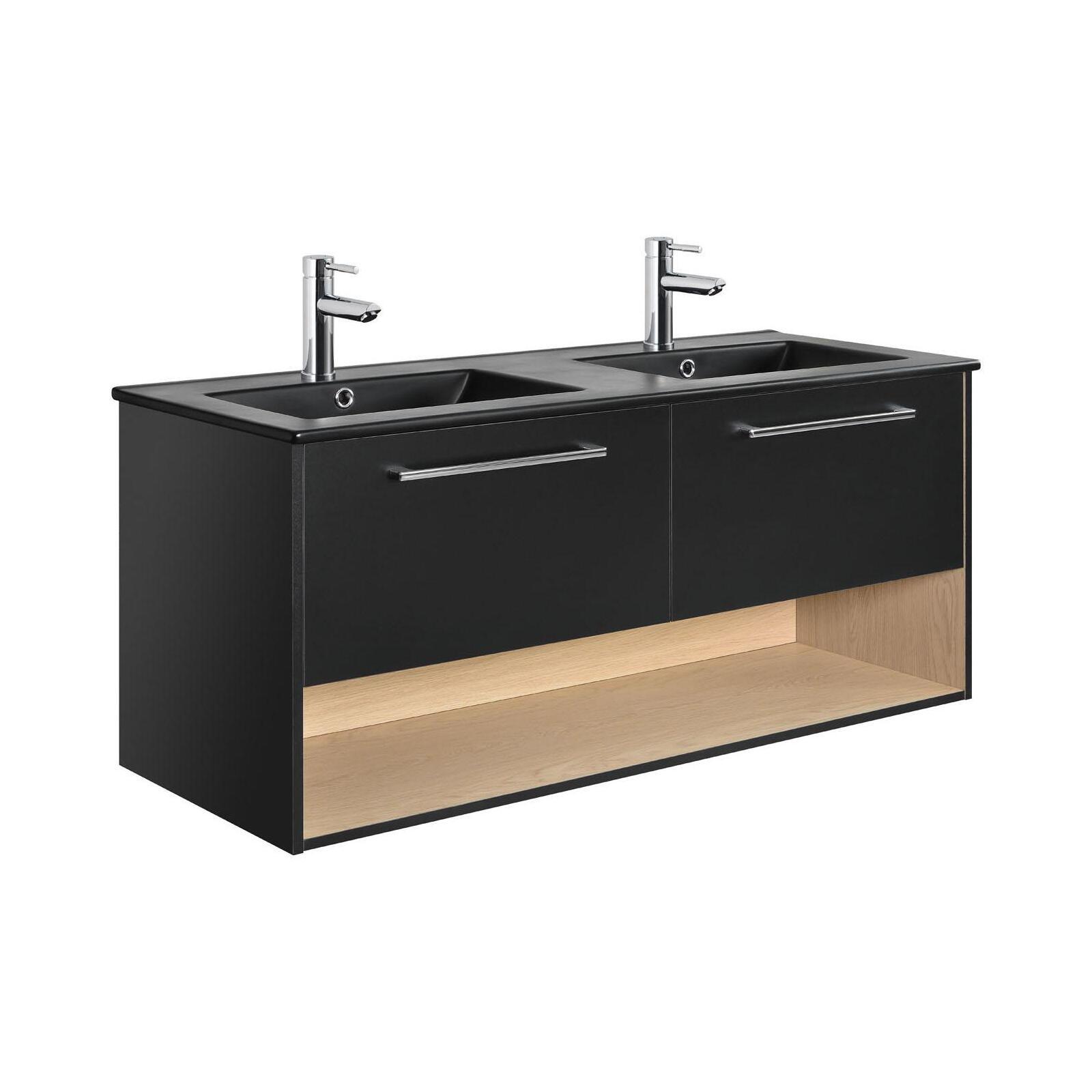 Meuble double vasque noir 120cm + vasque