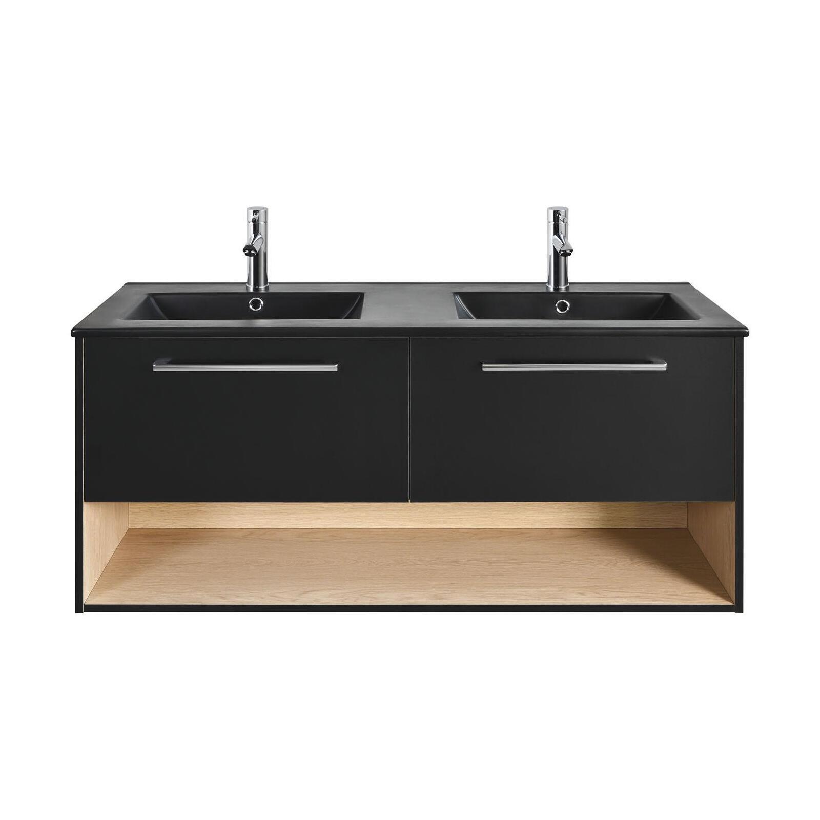 Meuble double vasque noir 120cm + vasque