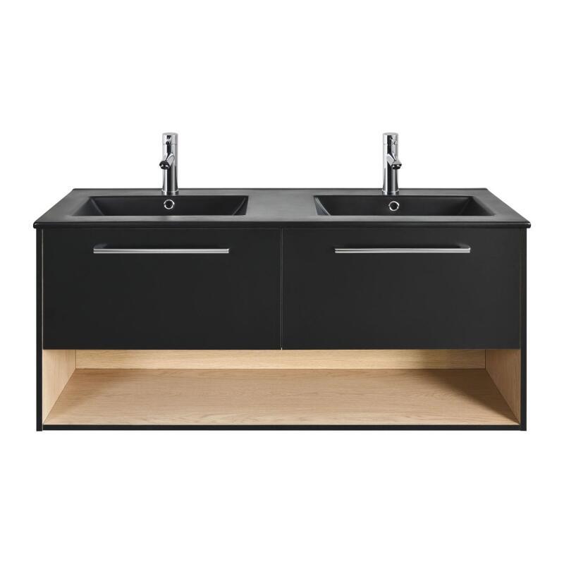 Meuble double vasque noir 120cm + vasque