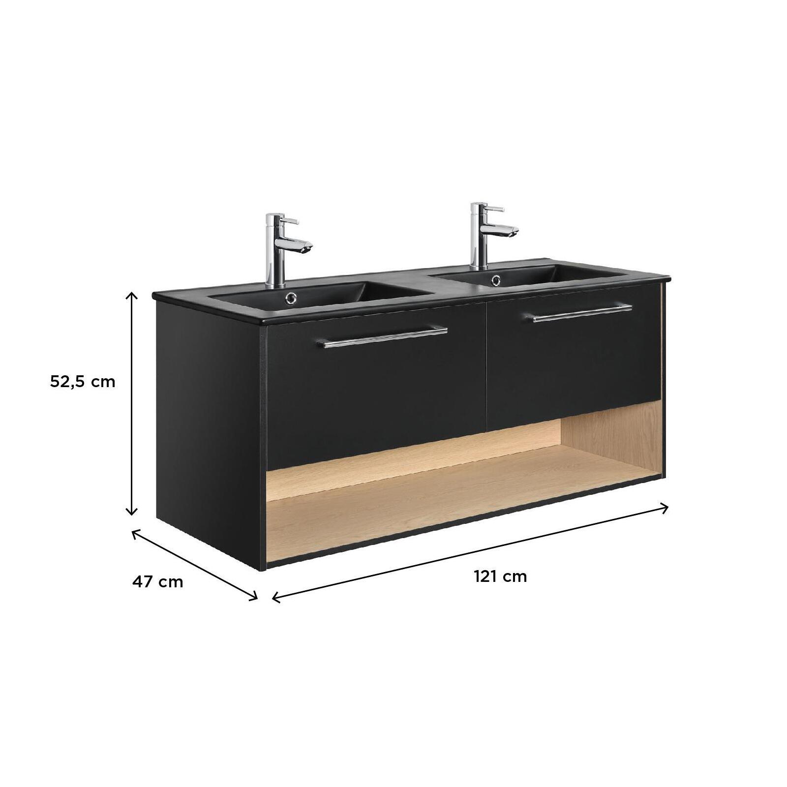 Meuble double vasque noir 120cm + vasque