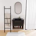 Ensemble meuble simple vasque 60cm noir + robinet + miroir