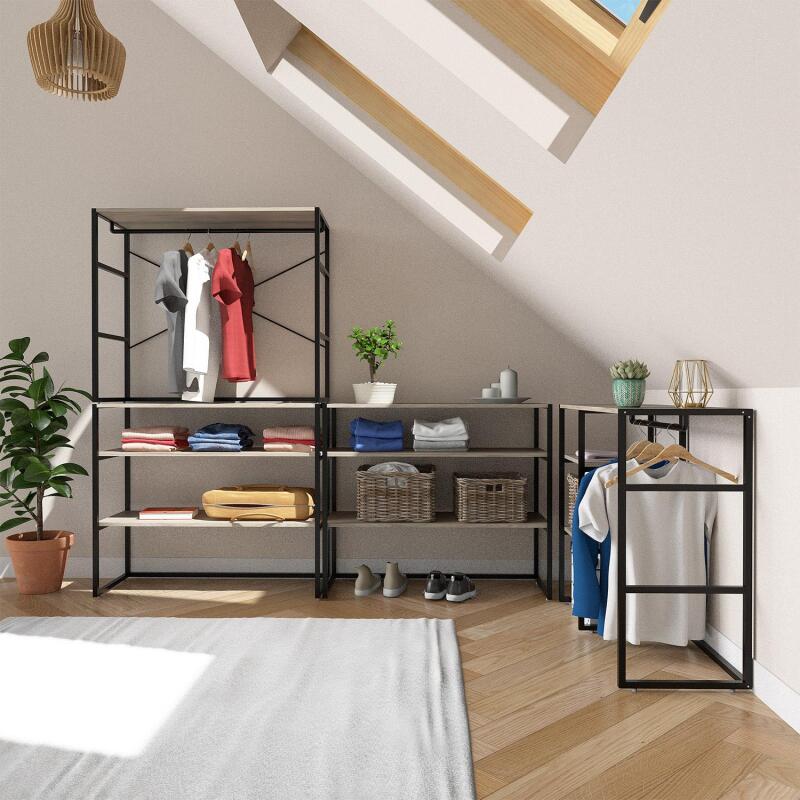Portants vêtements sous combles modulables noirs - Lot de 4
