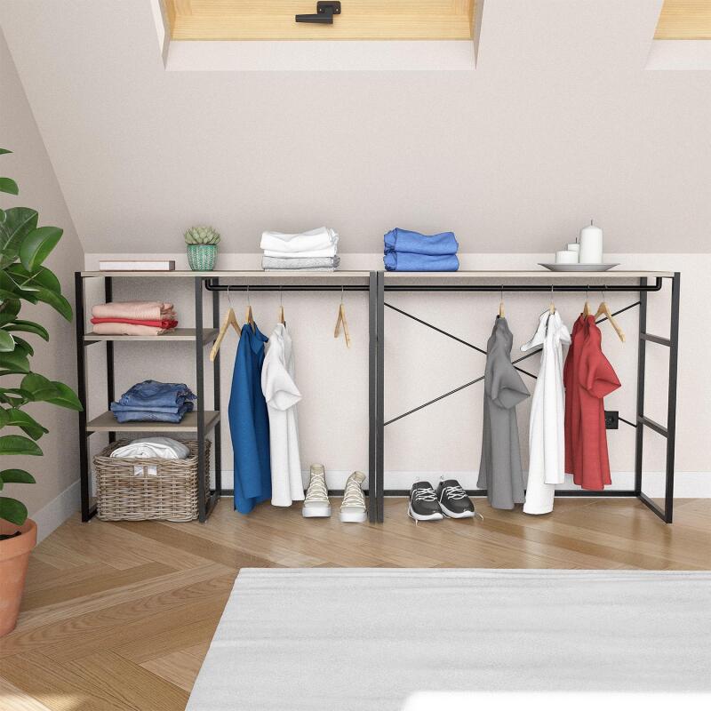 Portants vêtements sous combles modulables noirs - Lot de 2