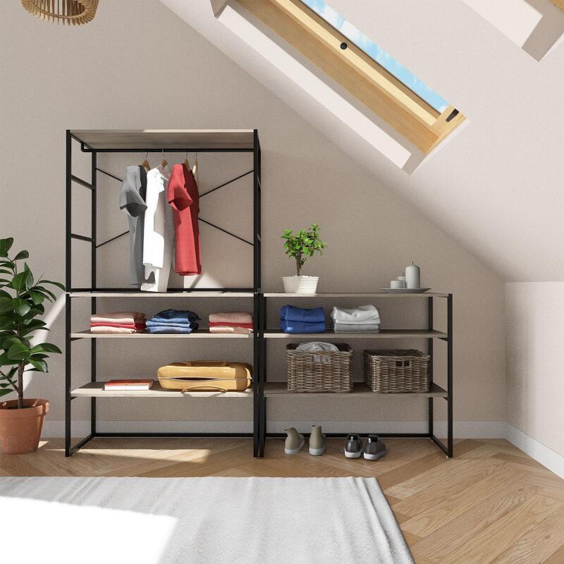 Portants vêtements sous combles modulables noirs - Lot de 3