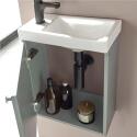 Ensemble meuble lave-mains vert de gris AVA avec robinet noir