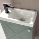 Ensemble meuble lave-mains vert de gris AVA avec robinet noir