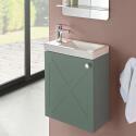 Ensemble meuble lave-mains vert de gris AVA avec robinet chromé
