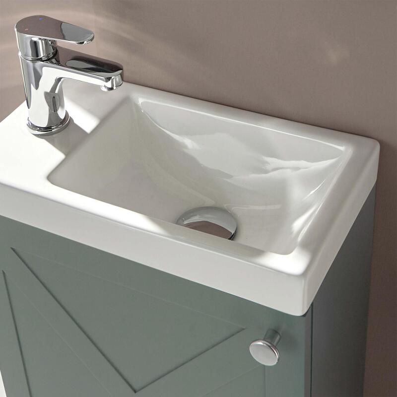 Ensemble meuble lave-mains vert de gris AVA avec miroir