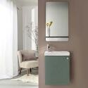 Ensemble meuble lave-mains vert de gris AVA + miroir + robinet chromé