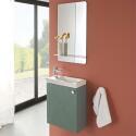 Ensemble meuble lave-mains vert de gris AVA + miroir + robinet chromé