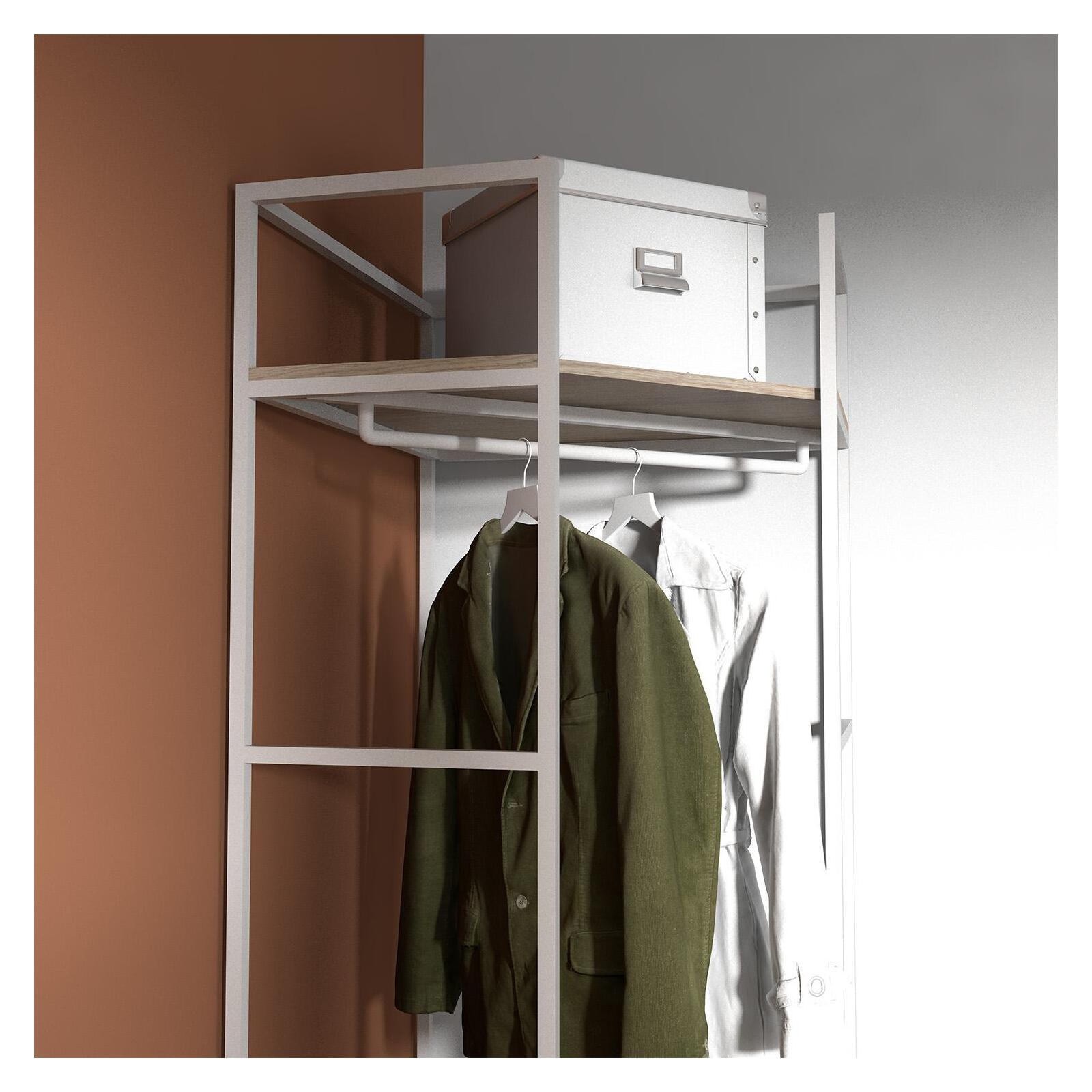 Portant d'angle bois et métal Blanc L70 x H200cm