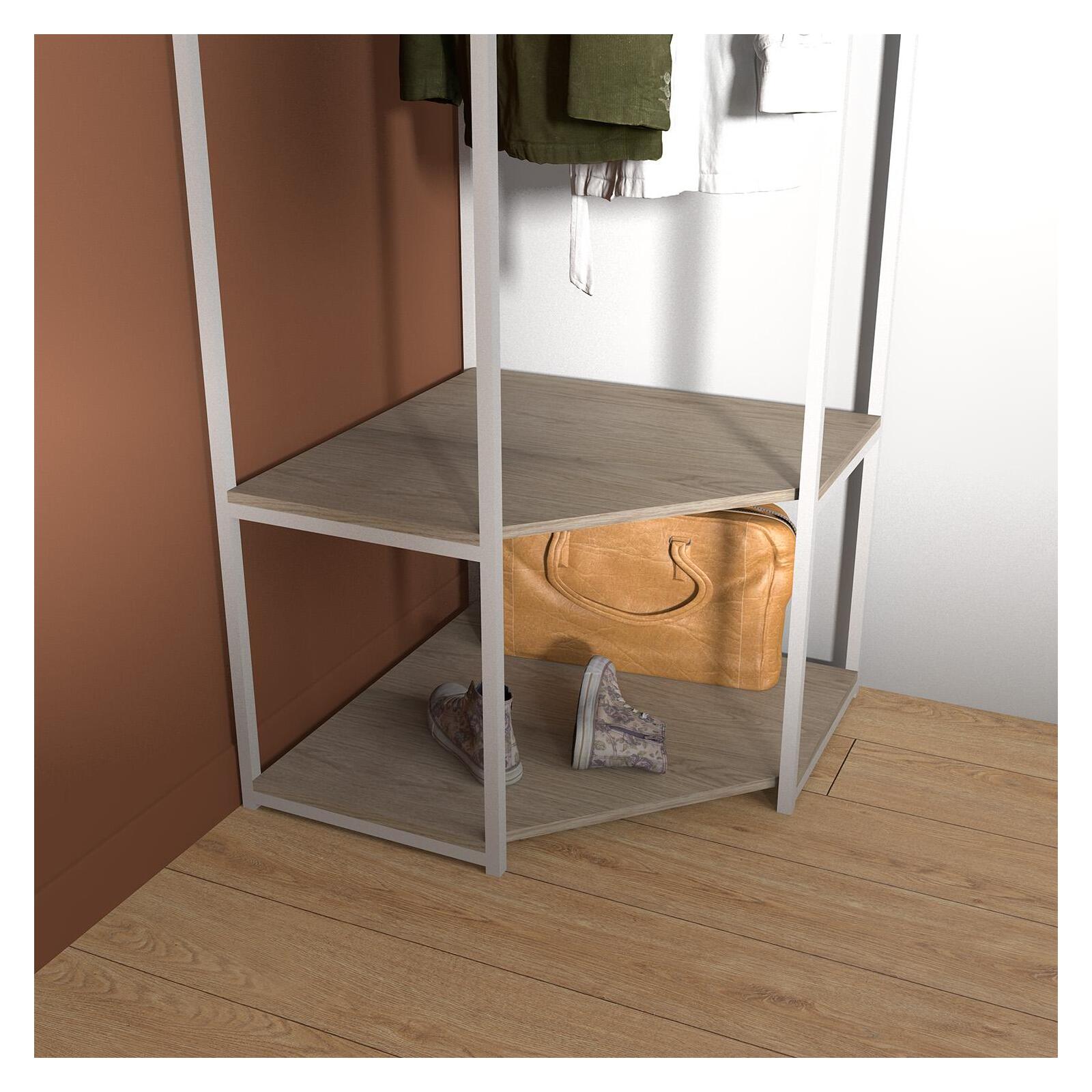 Portant d'angle bois et métal Blanc L70 x H200cm