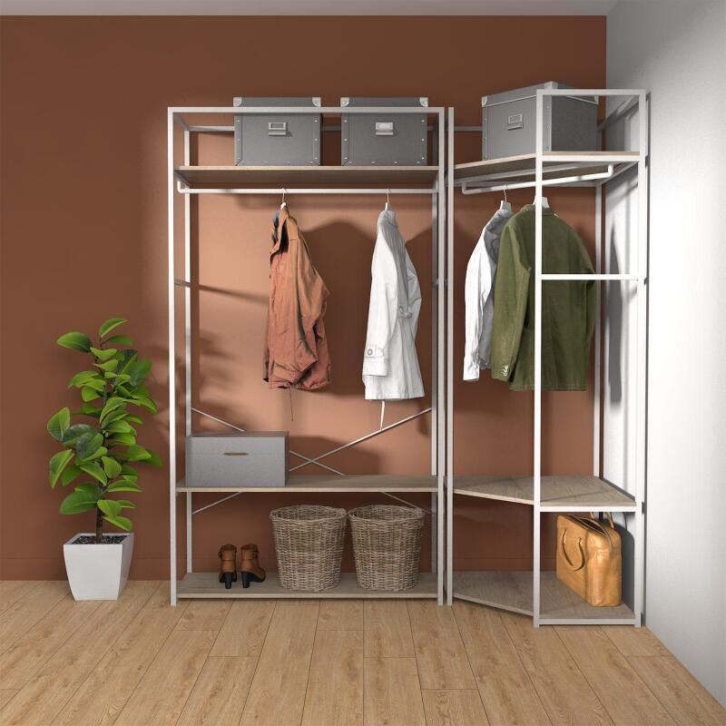 Portants vêtements bois et métal Blanc - Lot de 2