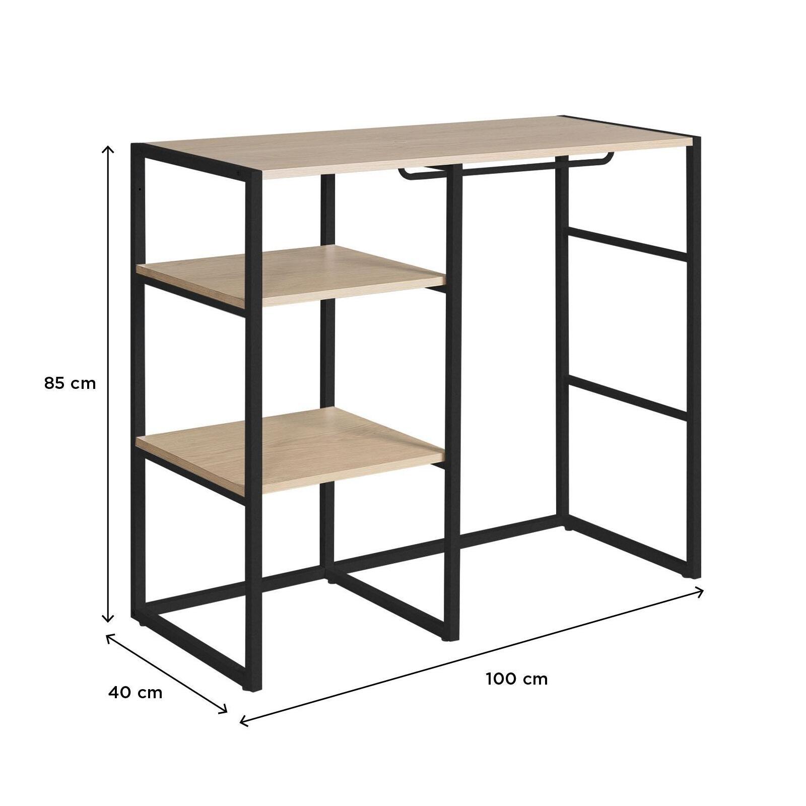 Portant vêtements sous combles penderie et étagères noir L100 x H85 cm